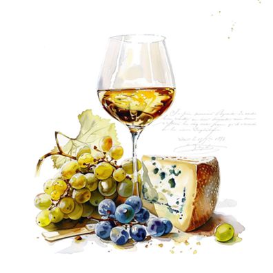 Servietten Papier 33x33cm 3-lagig Wein & Käse Motiv 20 Stück