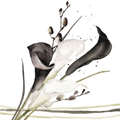 Servietten Papier 33x33cm 3-lagig Calla Blumen Motiv 20 Stück