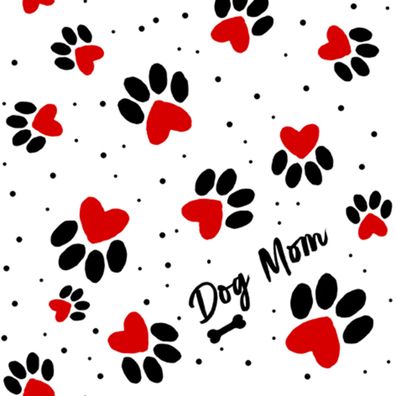 Servietten Papier 33x33cm 3-lag. Dog Mom - Hundepfoten & Herzen 20 Stk
