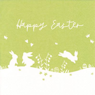 Servietten Papier 33x33cm 3-lagig mit Osterhasen Motiv 20 Stück Grün