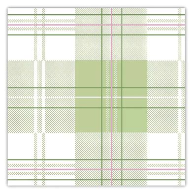 Servietten 33x33cm 3-lagig Karo Muster 20 Stück Grün / Weiß