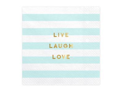 Servietten Papier 33x33cm Live Laugh Love 20 Stück Blau / Weiß