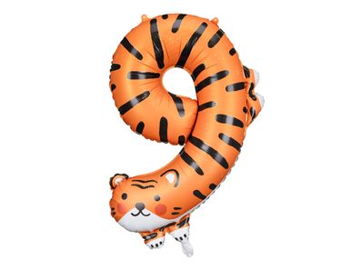 Folienballon Ziffer 9 Zahlenballon 76cm Tiger Orange / Schwarz