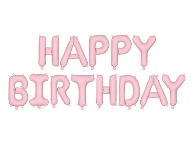 Ballon Girlande Happy Birthday 340x35cm Schriftzug Rosa Matt