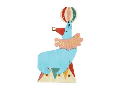 Servietten Papier 21x33cm Seehund mit Ball 12 Stück Blau / Rot