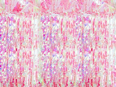Lametta Vorhang 100x200cm Rosa Irisierend
