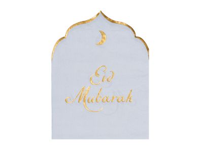 Servietten Papier 23x30cm Eid Mubarak 12 Stück Weiß / Gold