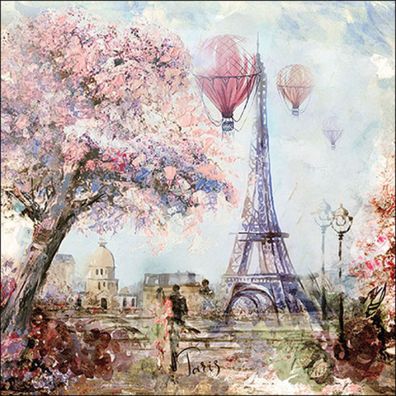 Servietten Papier 33x33cm 3-lagig mit Eiffelturm Motiv 20 Stück