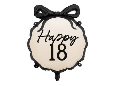 Folienballon 47x53cm Happy 18 Ivory / Schwarz