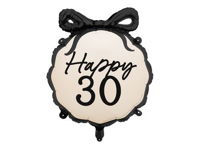 Folienballon 47x53cm Happy 30 Ivory / Schwarz