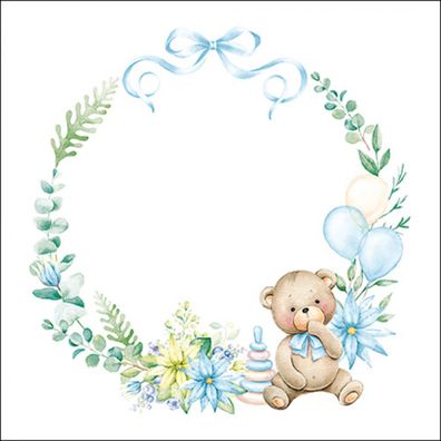 Servietten Papier 33x33cm 3-lag. mit Baby & Teddybär Motiv 20 Stück