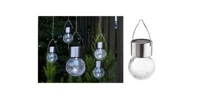 BUVTEC Solar Hängeleuchten 5er Set Crackle Balls, Glasdesign