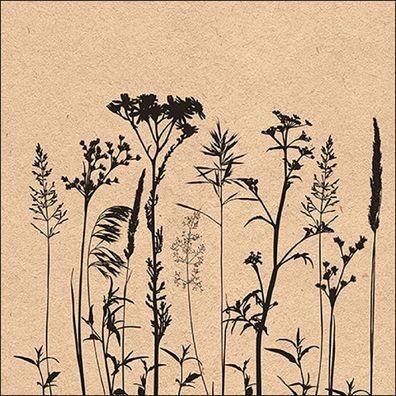 Servietten Papier 33x33cm 3-lagig mit Blumen & Gräser Motiv 20 Stück