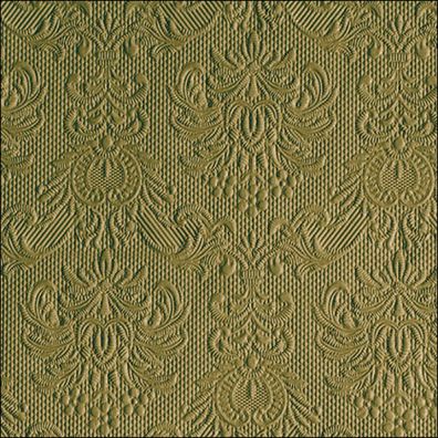 Servietten Papier 33x33cm Elegance geprägt 15 Stück Olivgrün