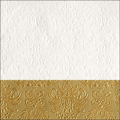 Servietten Papier 33x33cm Elegance geprägt 15 Stück Weiß / Gold
