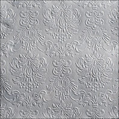 Servietten Papier 33x33cm 3-lag Elegance geprägt 15 Stk Silber / Grau