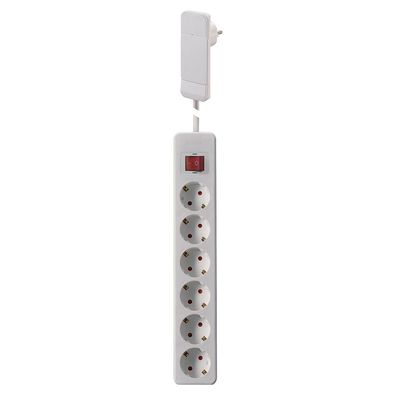 Flachstecker SmartPlug ca. 1,5 m Zuleitung 6-fach Tischsteckdose weiß