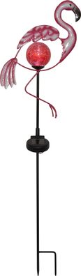 LED-Solarstab "Flamingo", rosa Metal, Glaskugel