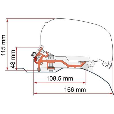 Kit Fiat Ducato High Roof Super Long Markisenadapter F80/65
