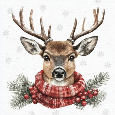 Servietten Papier 33x33cm 3-lagig mit Weihnachtshirsch Motiv 20 Stk