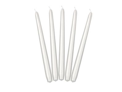 Spitzkerzen 24cm perlmutt weiß, 10 Stück
