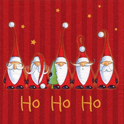 Servietten Papier 33x33cm 3-lagig Weihnachtsmänner Ho Ho Ho 20 Stück