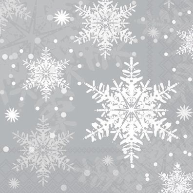 Servietten Papier 33x33cm 3-lagig mit Schneeflocken Motiv 20 Stk