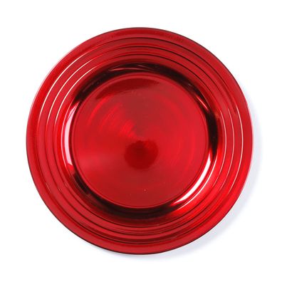 Dekoteller Kunststoff mit gerilltem Rand 33cm rot