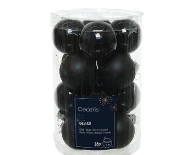 Weihnachtskugeln Glas 3,5cm 16 Stück - Schwarz