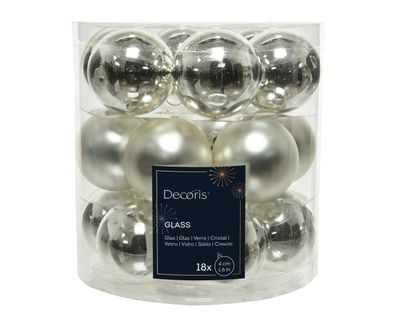 Weihnachtskugeln Glas 4cm 18 Stück - Silber