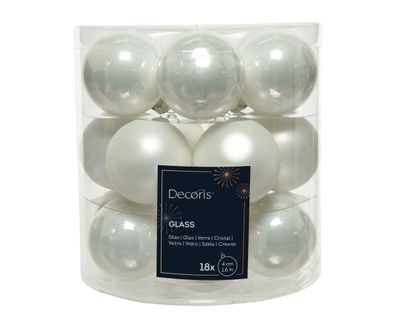 Weihnachtskugeln Glas 4cm 18 Stück - Winterweiß