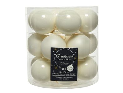 Weihnachtskugeln Glas 4cm 18 Stück - Wollweiß