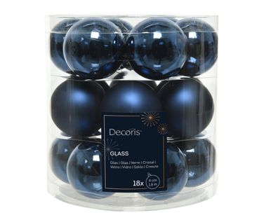 Weihnachtskugeln Glas 4cm 18 Stück - Nachtblau