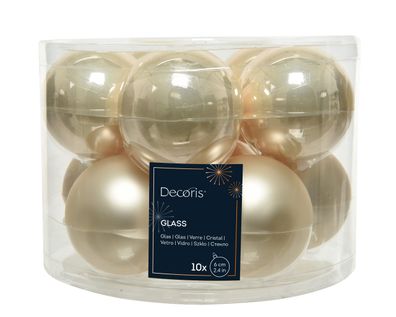 Weihnachtskugeln Glas 6cm x 10 Stück - Perle