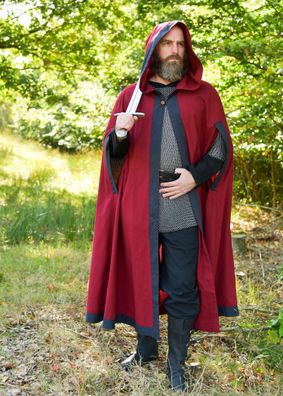 Zweifarbiger Mittelalter Umhang Theves, Unisex, weinrot - dunkelblau