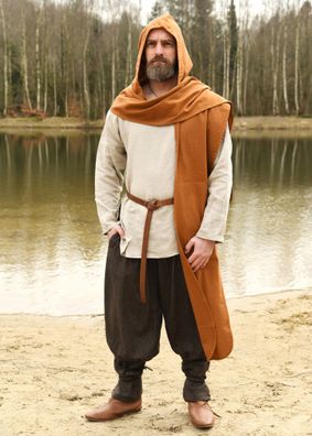 Mittelalter Schal mit Kapuze, beigebraun