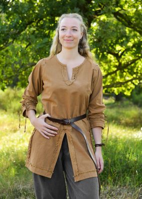 Mittelalter Tunika Yrsa, Used-Look, beigebraun