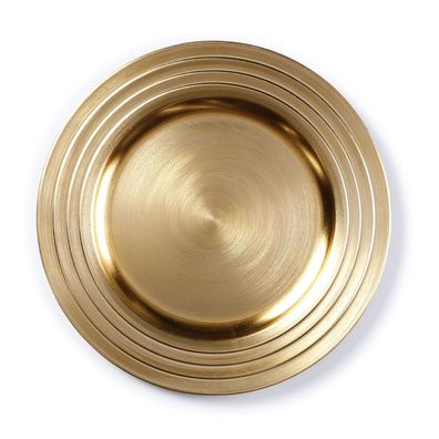 Dekoteller Kunststoff mit gerilltem Rand 33cm gold