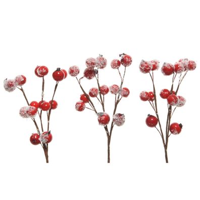 Dekozweige künstlich mit Beeren 15cm 3 Stück