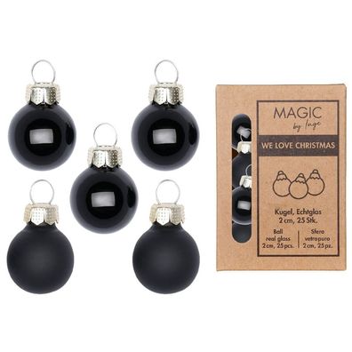Weihnachtskugeln Glas 2cm 25 Stück - Ebony Black