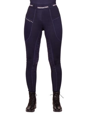 QHP Damen Reithose Reitlegging Jady Halbbesatz Navy FS/23