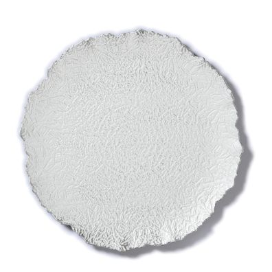 Dekoteller Kunststoff in Naturstein Optik 32cm weiß / silber