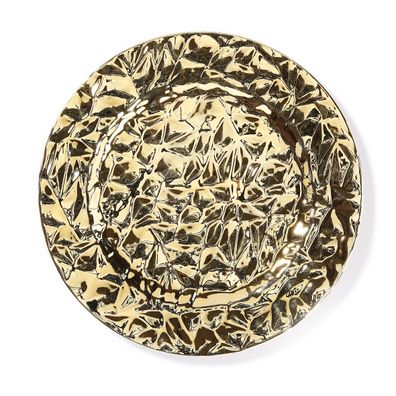 Dekoteller Kunststoff Diamanten Muster 33cm gold