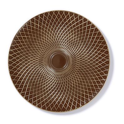 Dekoteller Kunststoff Rautenmuster 33cm braun