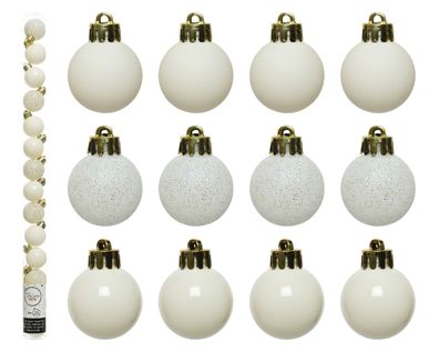 Weihnachtskugeln Kunststoff 3cm 14er Set - Wollweiß