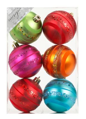 Weihnachtskugeln Dekorierte Kugeln Kunststoff 8cm 6er Set Mille Fiori