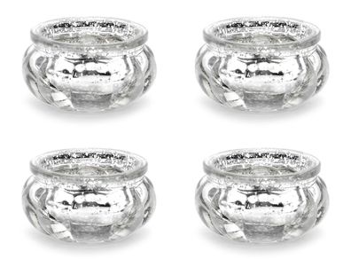Teelichtgläser 6x3cm silber 4er Set