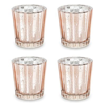 Teelichthalter Glas 5,5x6cm roségold 4er Set