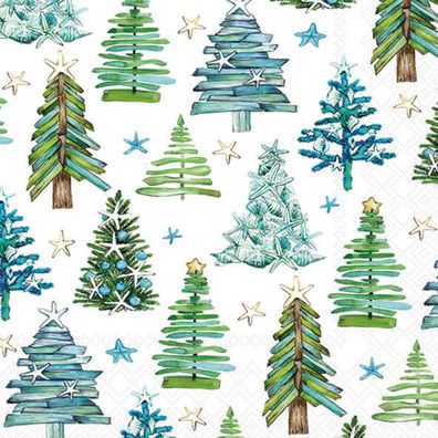 Servietten Papier 33x33cm 3-lagig mit Weihnachtsbaum Motiv 20 Stück