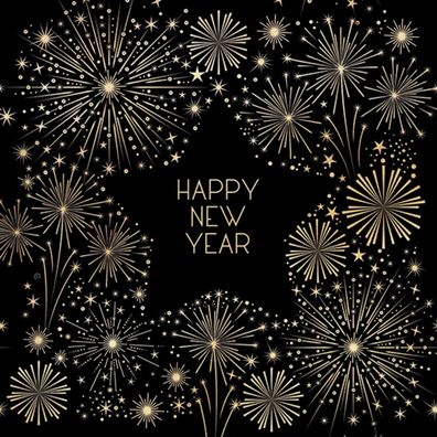 Servietten Papier 33x33cm 3-lagig mit Happy New Year Motiv 20 Stück